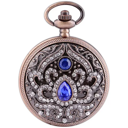 Montre à Gousset Collier Pierre Bleu élégante