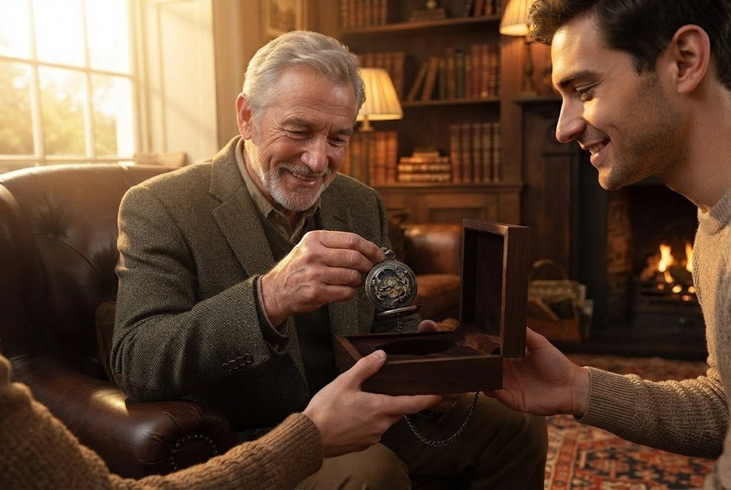 Montre à Gousset Mécanique Chasseur Gravée - Livrée en coffret, prête à offrir