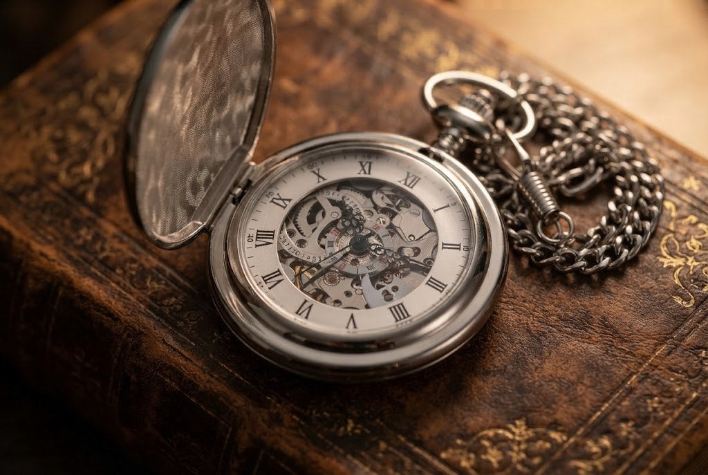 Montre à Gousset Mécanique Squelette Homme - Argenté et squelette mécanique